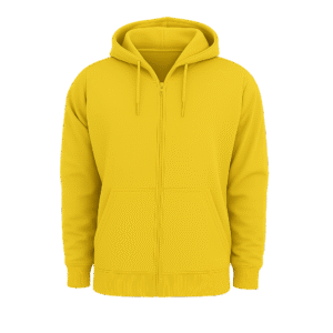 Zipper Hoodies Yellow Front & Back Print