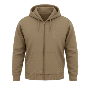 Zipper Hoodies Brown Front Print